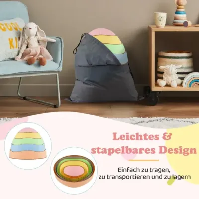 Balančné kamene pre deti, protišmykové stohovacie kamene, nosnosť do 80 kg, riečne kamene, päťuholník macaron