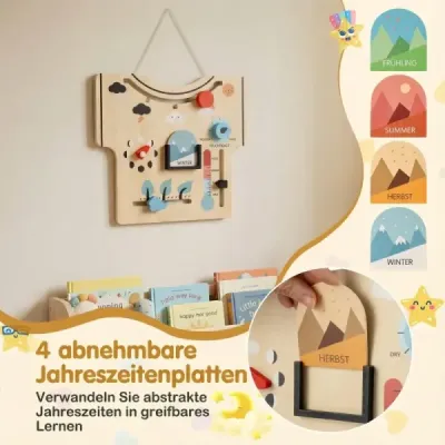 Detský mesačný kalendár, drevené hračky Montessori, ročné obdobia, počasie, fázy mesiaca, príroda