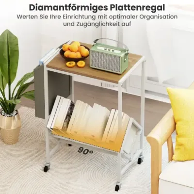 Stojan na gramofónové platne Stolík na vinylové platne s držiakom na vinyly a časopisy Príroda