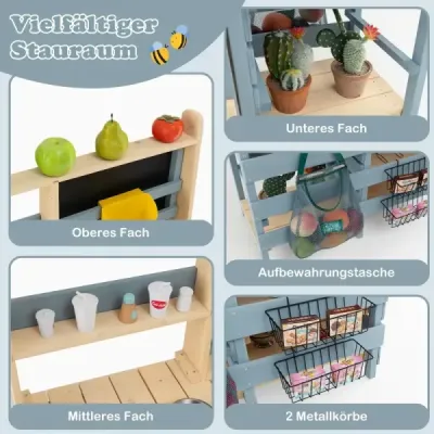 2 v 1 vonkajšia bahenná kuchyňa s batériou a odnímateľným drezom, detská kuchynka, modrá