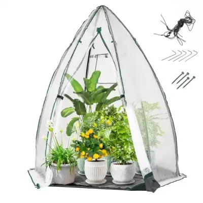 Mini prenosný skleník so zipsovými dverami, bublinková plachta z PE, biela