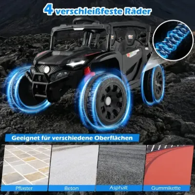 12V detský traktor s odnímateľným prívesom a diaľkovým ovládaním pre rodičov, elektrický UTV, čierny