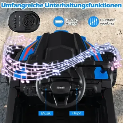 12V detský traktor s odnímateľným prívesom a diaľkovým ovládaním pre rodičov, elektrický UTV, modrý