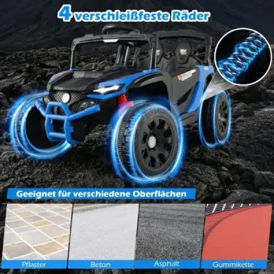 12V detský traktor s odnímateľným prívesom a diaľkovým ovládaním pre rodičov, elektrický UTV, modrý
