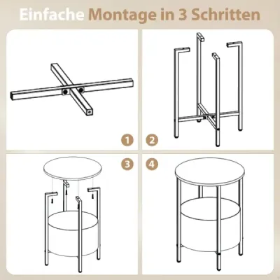 Runder Beistelltisch mit Abnehmbarem Filzkorb & Stauraum Moderner Nachttisch Weiß