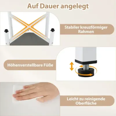 Runder Beistelltisch mit Abnehmbarem Filzkorb & Stauraum Moderner Nachttisch Weiß