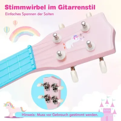 21-palcové ukulele pre deti, mini hračkárske ukulele so 4 nylonovými strunami a 12 pražcami pre začiatočníkov, ružové
