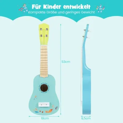 53 cm Ukulele gitara pre deti, 4-strunové mini ukulele s telom z lipy pre deti od 3 rokov, svetlomodrá