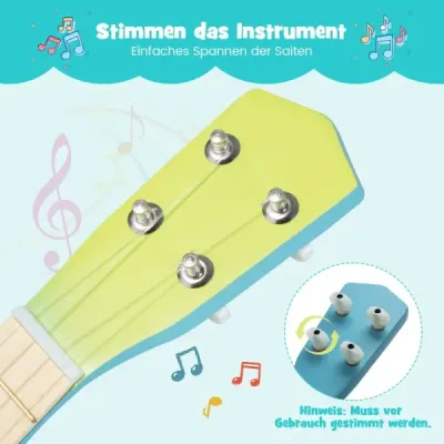 53 cm Ukulele gitara pre deti, 4-strunové mini ukulele s telom z lipy pre deti od 3 rokov, svetlomodrá