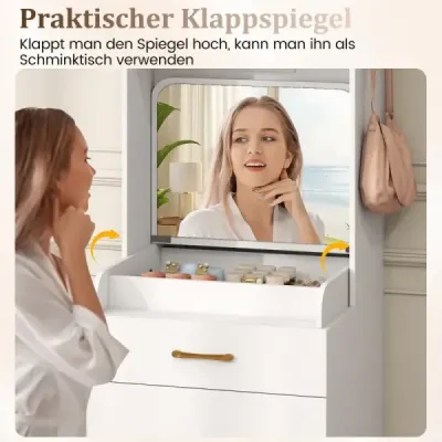 Toaletný stolík so sklopným zrkadlom kozmetický stolík so zásuvkami a skrinkou biely
