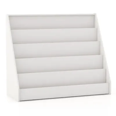 Detská polica s 5 priehradkami, detská knižnica, stojan na noviny, úložná polica, biela