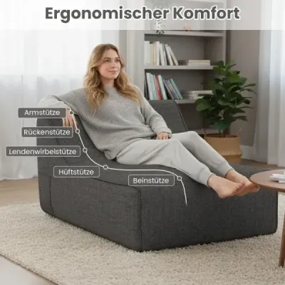 Nafukovacie ležadlo, ergonomická nafukovacia pohovka s odnímateľným poťahom, sivá
