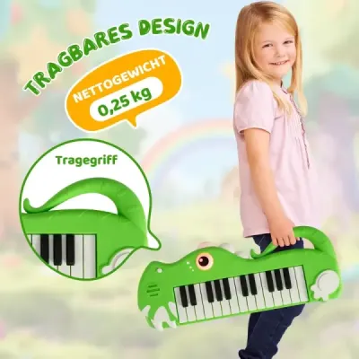 25-klávesové detské digitálne piano so vstavanou hudbou a svetlom, elektronické klavírne klávesnice, zelené