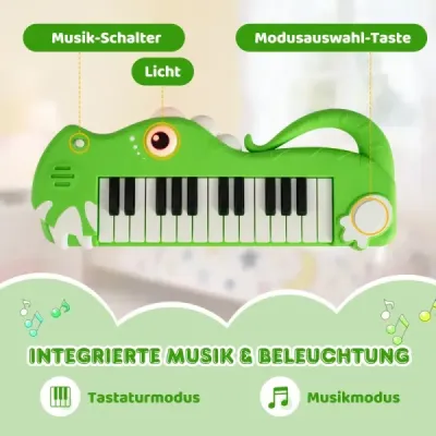 25-klávesové detské digitálne piano so vstavanou hudbou a svetlom, elektronické klavírne klávesnice, zelené