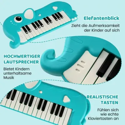 25-klávesové detské digitálne piano so vstavanou hudbou a svetlom, elektronické klavírne klávesnice, modré