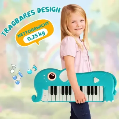 25-klávesové detské digitálne piano so vstavanou hudbou a svetlom, elektronické klavírne klávesnice, modré