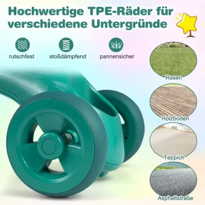 Detský odrážadlo trojkolka s obmedzeným ovládaním, zvončekom a ergonomickým sedadlom, hračka pre batoľatá, zelená