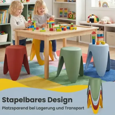 Sada 8 stohovateľných stoličiek 46 cm vysoké plastové stoličky prenosné stoličky bez operadla farebné