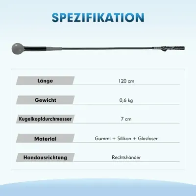 120cm golfový tréner švihu pomôcka so záťažou hlava golfový tréning pomôcka švih tréner šedá