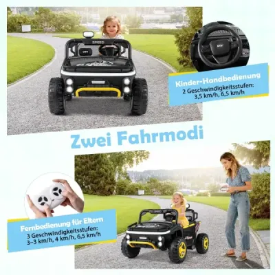 24V detské elektrické autíčko 2-miestne elektrické autíčko s klaksónom hudbou a svetlom autíčko s diaľkovým ovládaním čierne