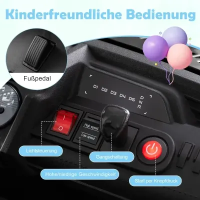 24V detské elektrické autíčko 2-miestne elektrické autíčko s klaksónom hudbou a svetlom autíčko s diaľkovým ovládaním čierne