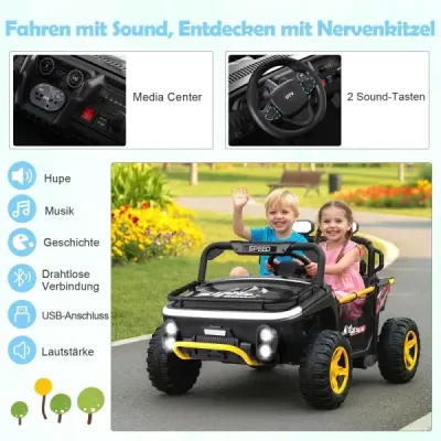 24V detské elektrické autíčko 2-miestne elektrické autíčko s klaksónom hudbou a svetlom autíčko s diaľkovým ovládaním čierne