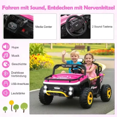 24V detské elektrické autíčko 2-miestne elektrické autíčko s klaksónom Hudba a svetlo autíčko s diaľkovým ovládaním Ružová farba