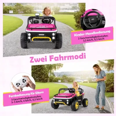 24V detské elektrické autíčko 2-miestne elektrické autíčko s klaksónom Hudba a svetlo autíčko s diaľkovým ovládaním Ružová farba