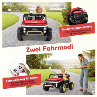 24V detské elektrické autíčko 2-miestne elektrické autíčko s klaksónom hudbou a svetlom  autíčko s diaľkovým ovládaním červené