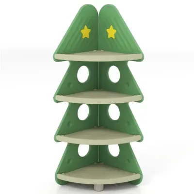 Detský regál s hviezdičkovým vzorom 4-poschodový detský regál rohový regál regál na hračky