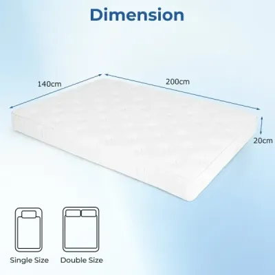 Dvojlôžkový matrac 140 x 200 cm na izoláciu pohybu a zmiernenie tlaku 20 cm penový hybridný matrac