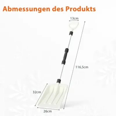 Lopata na sneh 26 cm široká Ľahká lopata na sneh s ergonomickou rukoväťou a robustným hliníkovým držadlom Biela