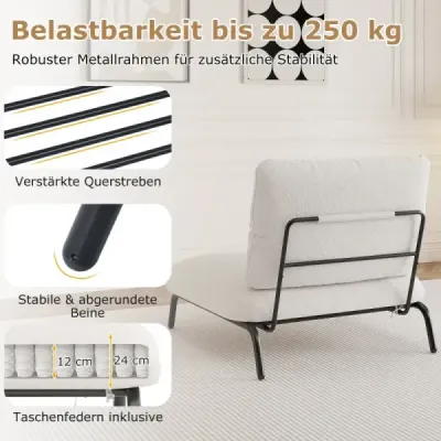 Nadrozmerná akcentová stolička s extra širokým a hlbokým sedadlom, čalúnená stolička, nosnosť do 250 kg, béžová