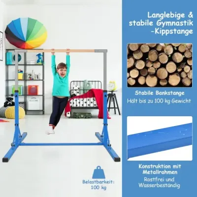 Skladateľná hrazda pre deti Stabilný domáci posilňovací stroj s gymnastickou podložkou Modrá