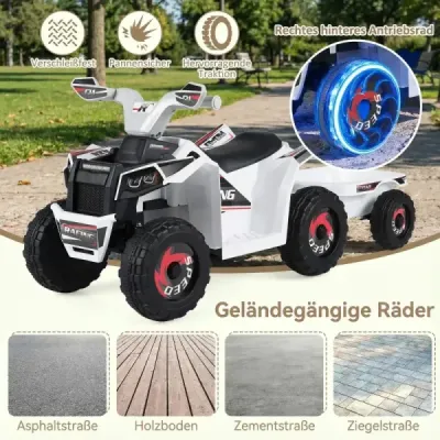 6V detské elektrické ATV s prívesom Elektrické vozidlo s odolnými kolesami Biela