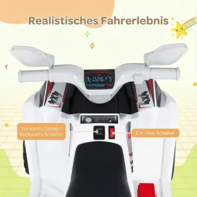 6V detské elektrické ATV s prívesom Elektrické vozidlo s odolnými kolesami Biela