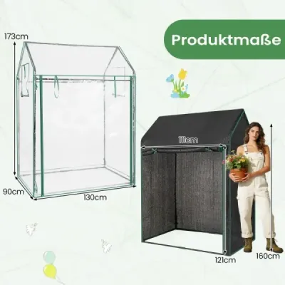 Malý paradajkový skleník 129 x 80 x 173 cm Prenosný fóliový skleník s čiernou sieťkou proti slnku