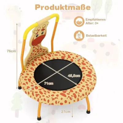 Detská trampolína φ71 cm s držadlom a okrajovým krytom Mini trampolína s motívom žirafy Detská trampolína