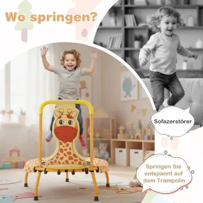 Detská trampolína φ71 cm s držadlom a okrajovým krytom Mini trampolína s motívom žirafy Detská trampolína