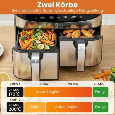 10 v 1 dvojzónová fritéza 85 L fritéza s okienkom a dotykovým displejom, vhodná do umývačky riadu
