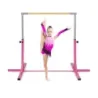 Gymnastická hrazda horizontálna hrazda s 12-násobným nastavením výšky od 85 do 145 cm Hrazda Ružová