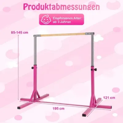 Gymnastická hrazda horizontálna hrazda s 12-násobným nastavením výšky od 85 do 145 cm Hrazda Ružová