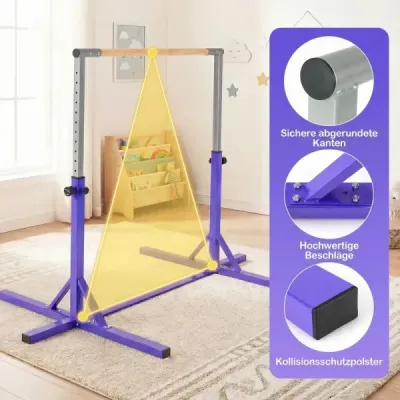 Gymnastická hrazda horizontálna hrazda s 12-násobným nastavením výšky od 85 do 145 cm Hrazda Fialová