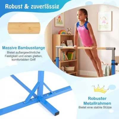 Gymnastická hrazda horizontálna hrazda s 12-násobným nastavením výšky od 85 do 145 cm Hrazda Modrá