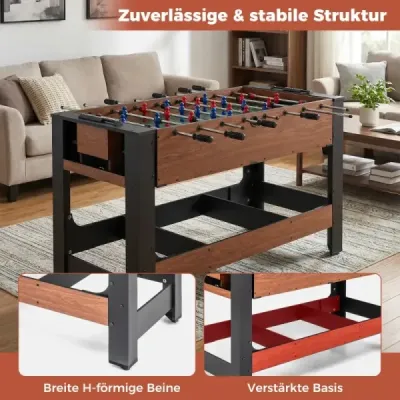 2 v 1 Otočný herný stôl Kicker & biliard Kombinovaný stôl s nohami Tága Trojuholník Kefa Krieda Hnedá 138 x 61 x 84 cm