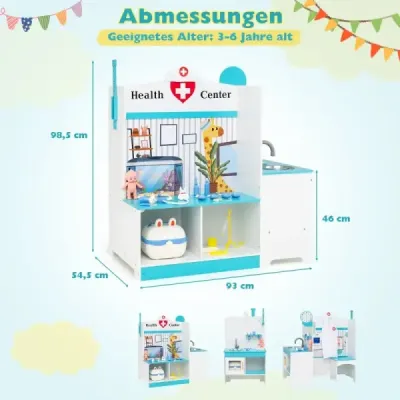 Detská lekárska súprava s 27 doplnkami Lekárske centrum s EKG monitorom Modrá