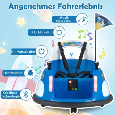12V detské elektrické autíčko, na batérie s blikajúcimi svetlami, diaľkové ovládanie, modré