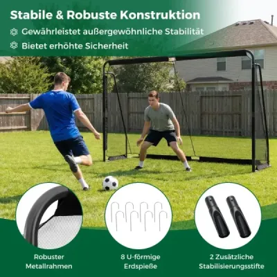 Futbalová bránka, futbalové bránky s robustným kovovým rámom a PE sieťou, tréningová futbalová bránka do záhrady, 300 x 200 cm