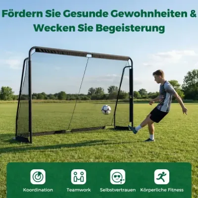 Futbalová bránka, futbalové bránky s robustným kovovým rámom a PE sieťou, tréningová futbalová bránka do záhrady, 300 x 200 cm