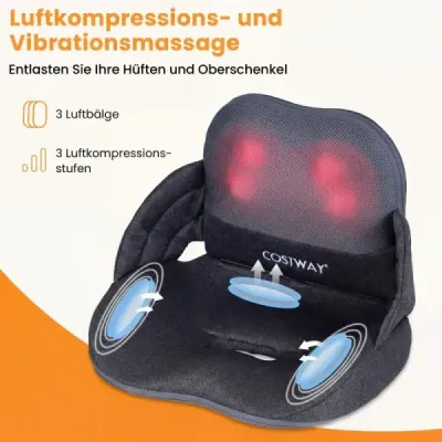 Masážny vankúš na chrbát s funkciou vyhrievania, skladací masážny vankúš Shiatsu, ergonomický oporný vankúš
